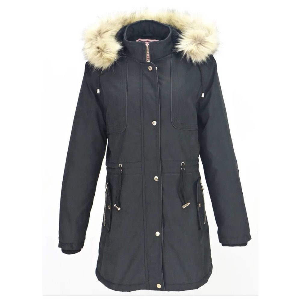 LeeHanton Three Quarter Length Military Style Parka Jacket Black XL